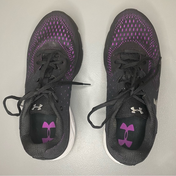 Under Armour UA Charged Rebel Running Sneakers Women’s Size 8.5 Black/Purple - Picture 3 of 12